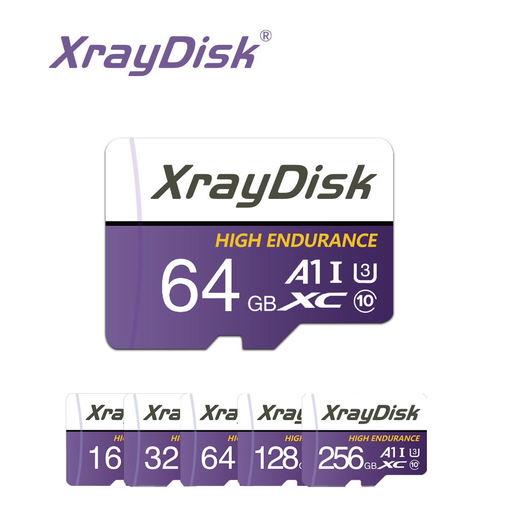 Xraydisk 32GB 64GB 128GB 256GB Tarjeta de memoria de alta velocidad Tarjeta TF Clase 10 para cámara y cámara de salpicadero