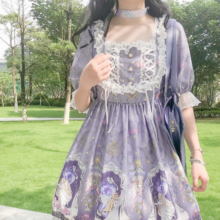 Kawaii Original Lolita Dress Angel Hourglass Short Sleeve Op Dress Japanese Soft Sister dress