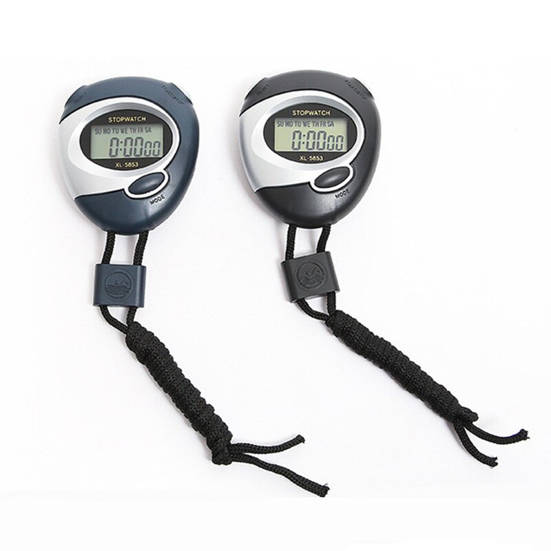 Classic Digital Handheld LCD Chronograph Sports Stopwatch Timer Stop Watch With String