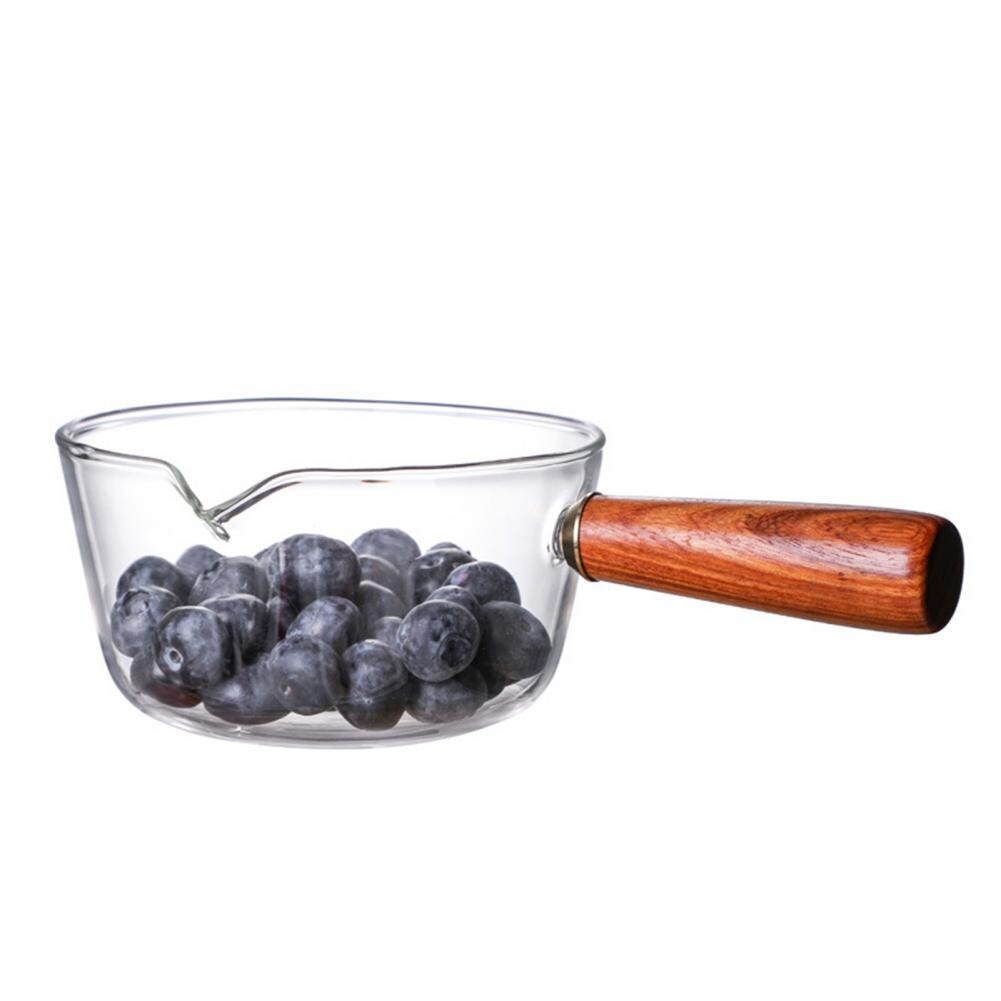 Olla de leche para sopa, cacerola pequeña con mango de madera, olla de vidrio, utensilios de cocina para el hogar, 500/900ml: 900ml