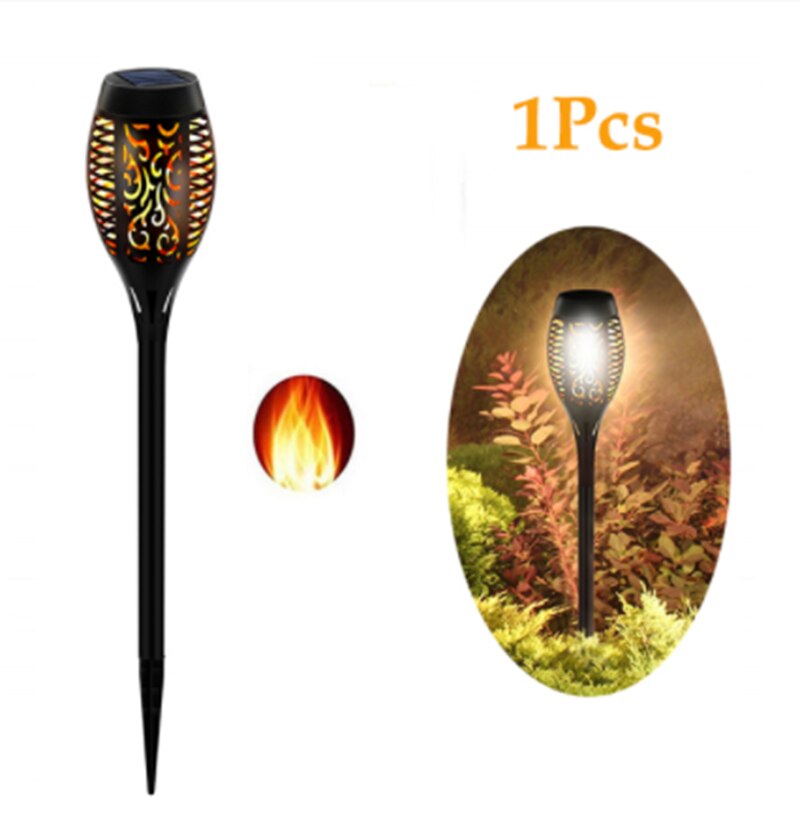 LED Solar Flame Light Outdoor Torch Lamp Flickering Waterproof Garden Decoration Landscape Lawn Lamp Path Lighting Spotlight: 1PCS