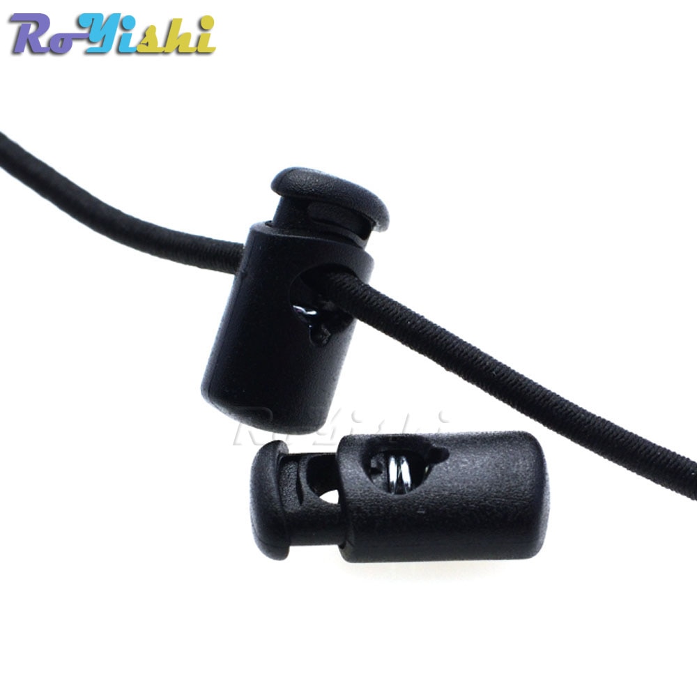 25 unids/pack de plástico negro resortes con forma de barrilete cable traba tapones alterna 20,5mm * 10mm
