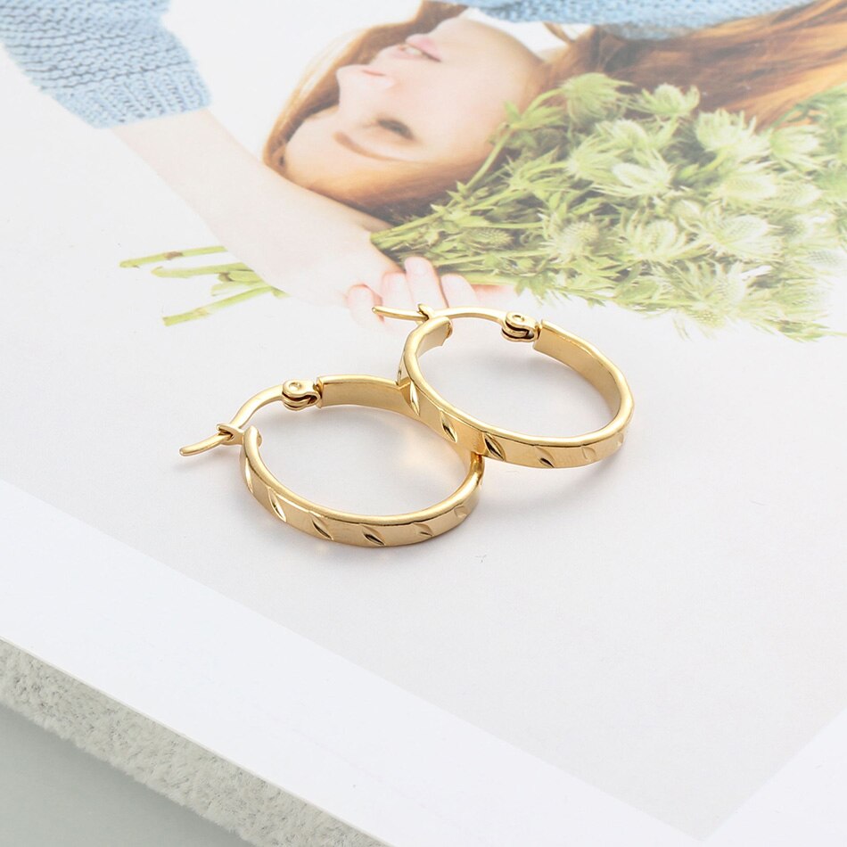 Brincos de ouro de aço inoxidável para mulheres hoop rock brincos na moda jóias goth acessórios