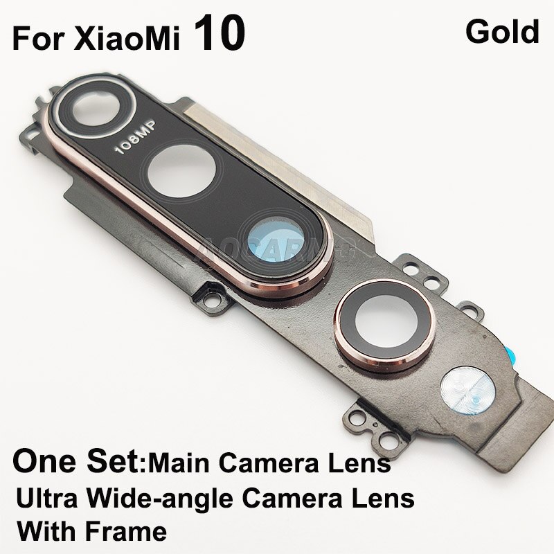 Aocarmo Wichtigsten Kamera Objektiv Ultra weitwinkel Hinten Zurück Kamera Objektiv Glas Mit Rahmen Ring Abdeckung Klebstoff Aufkleber Für xiaoMi 10 mi10: mit Rahmen Gold