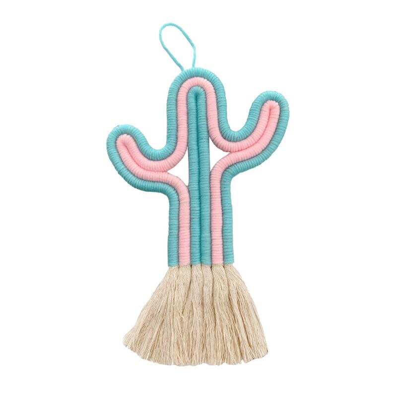 Kaktus hengende dekorasjoner håndlagde veveplanter barnerom vegg hjem ornament: 4