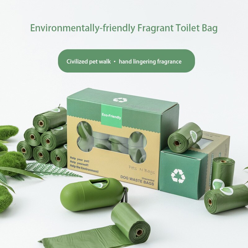 Biodegradable Pet Dog Poop Bags Portable Carrier Dog Waste Bags Dispenser Outdoor Degradable Dog Trash Excrement Toilet Bags