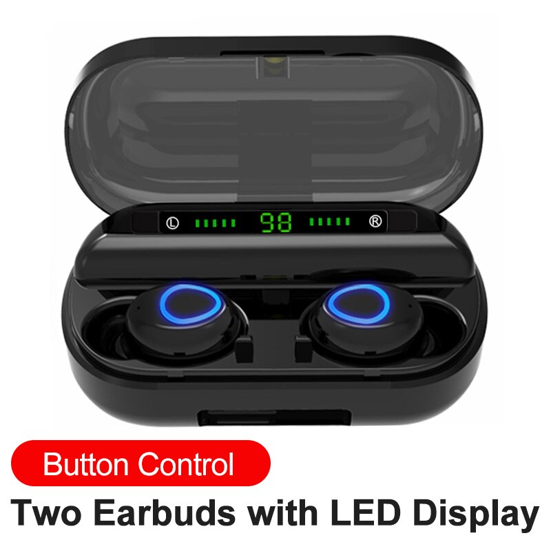 Draadloze Hoofdtelefoon Bluetooth 5.0 Tws Draadloze Bluetooth Koptelefoon Led Sport Waterdichte Oordopjes Met Microfoon Noise Cancelling Headset: type 2 with LED