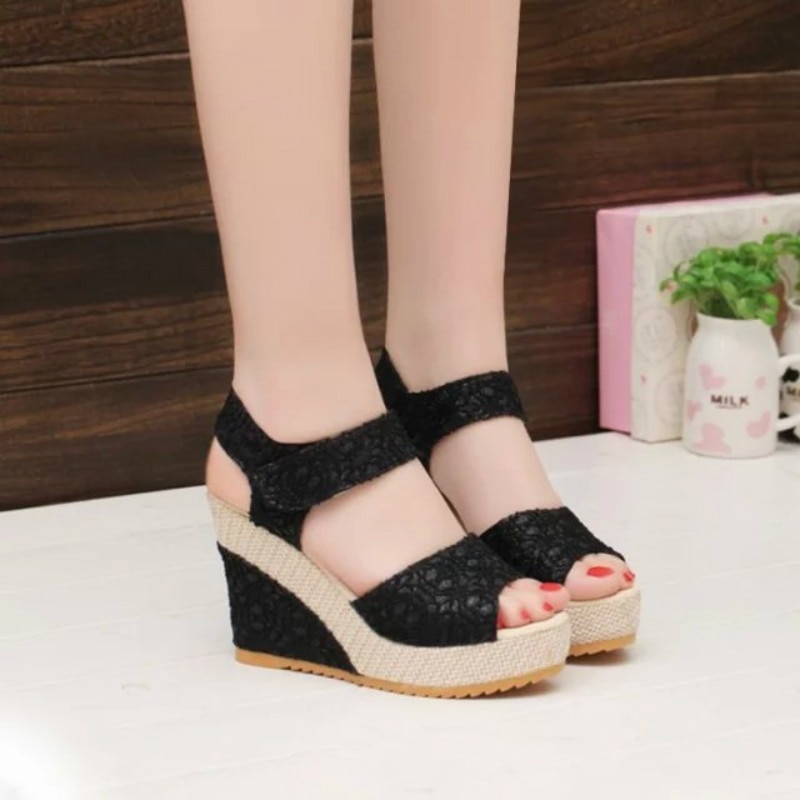 Schoenen Vrouwen Sandalen Zomer Open Teen Vis Kop Mode Platform Hoge Hakken Wig Vrouwelijke Verhogen