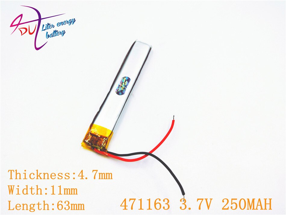 3,7 V, 250mAH 471163 501165 PLIB; polímero de iones de litio/batería de iones de litio para GPS, mp3, mp4, mp5, dvd, bluetooth, modelo de juguete