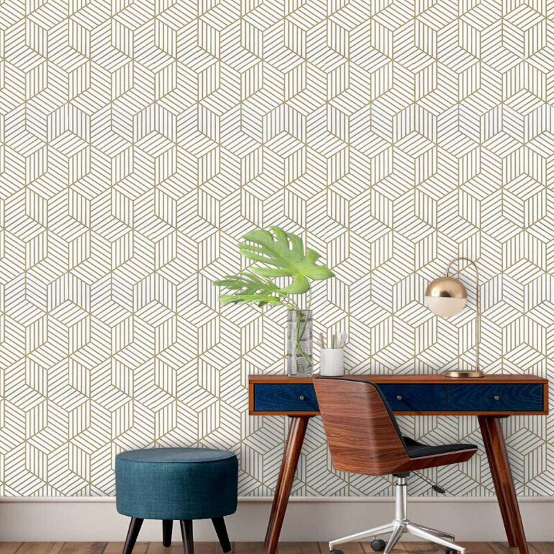 Papel para empapelar hexagonal geométrico, papel tapiz autoadhesivo extraíble, pelar y pegar, vinilo para decoración del hogar y dormitorio