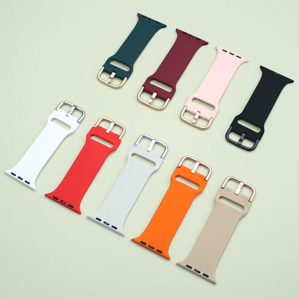Bracelet en Silicone pour Apple Watch Ultra 2 49mm 10 9 8 7 46mm 45mm 41mm, boucle de couleur pour IWatch 6 5 4 3 SE 44mm 42mm 40mm