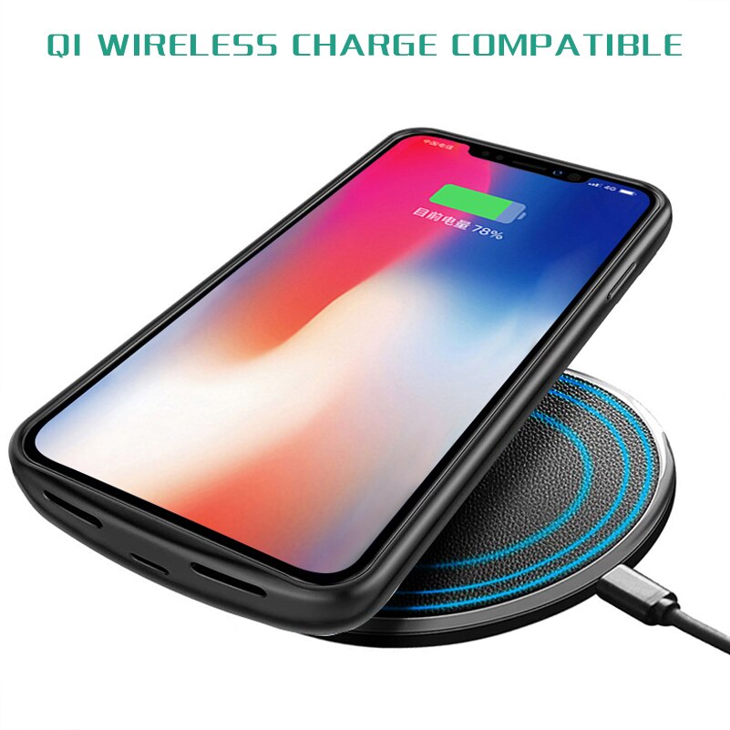 Battery Charger Case Qi Draadloze Oplader Power Case Voor Iphone X Xs 6 7 8 Plus Externe Draadloze Batterij voor Iphone 6 7 8 X