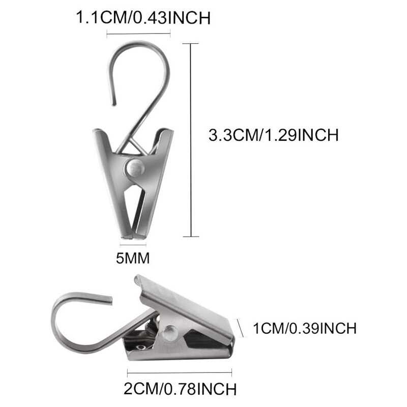 50 PCS Stainless Steel Curtain Clips with Hook for Curtain Photos Home Decoration Outdoor Party Wire Holder