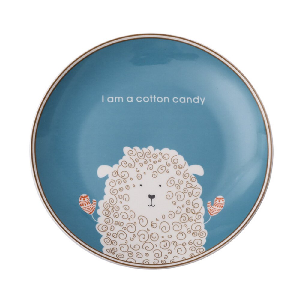 Cartoon cute ceramic cutlery children's dinner plate steak plate breakfast plate dessert plate and cup: palte of sheep