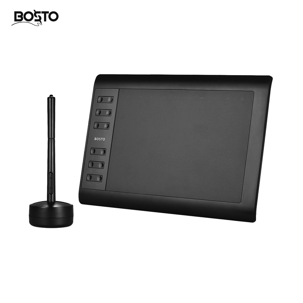 Bosto Digital Graphic Drawing Painting Tablet Pad 10'' * 6'' Working Area 8192 Level Pressure Wireless Battery-free Stylus
