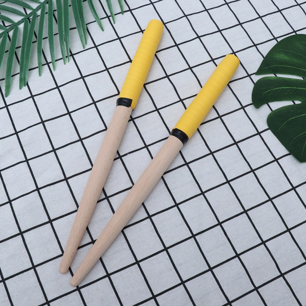 1 Pair 35x2cm Taiko Drum Drumsticks Portable Wooden Drum Sticks Lightweight Percussion Sticks for Drum (Yellow)