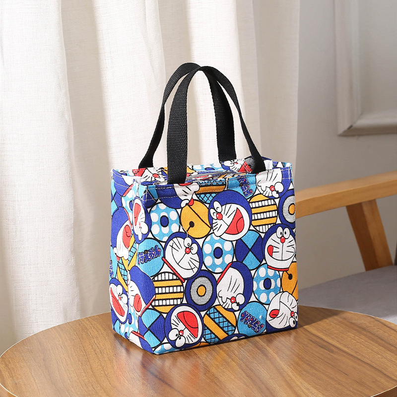 Sac à Lunch isotherme en toile pour femmes et enfants, motif fonctionnel, Portable, isolé, chat mignon, nourriture thermique, pique-nique: H