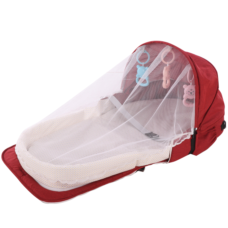 Bærbar baby seng åndbar rejse solbeskyttelse myggenet baby krybber til nyfødte multifunktions sammenklappelig baby reden seng: Pj3742b