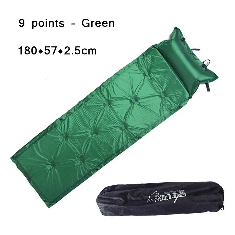 Sove seng camping rullemåtte selv oppustelig oppustelig pude luftmadras taske camping pad picnic strandmåtte sandmåtte: B013- grønne -9- point