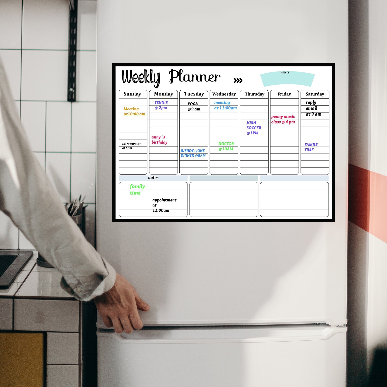 Dry Erase Calendar Whiteboard Fridge Magnet Flexible Daily Message Stickers for Weekly Organizer Schedule Planner To Do List