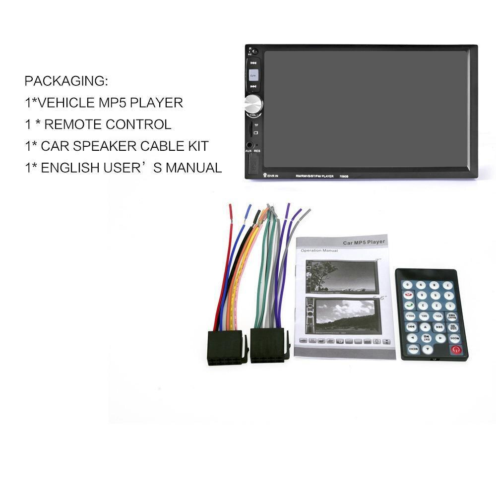 Autoradiosoitin kaksoiskara auto  mp5 soitin hd kosketusnäyttö  mp5 bluetooth musiikki yyd -7080b 7 '' lcd kosketusnäyttö auto