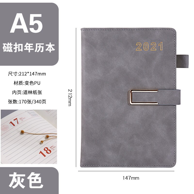 Agenda Planner Organizer A5 Diary Notebook And Journals Kawaii Daily Weekly Monthly Plan Time Schedule Office Notepad: gray