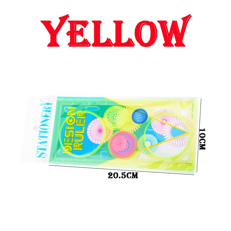Stationery Ruler Color Painting Supplies Drafting Tool Art Drawing Template for Child Ten Thousand Flower Magic Ruler: Yellow