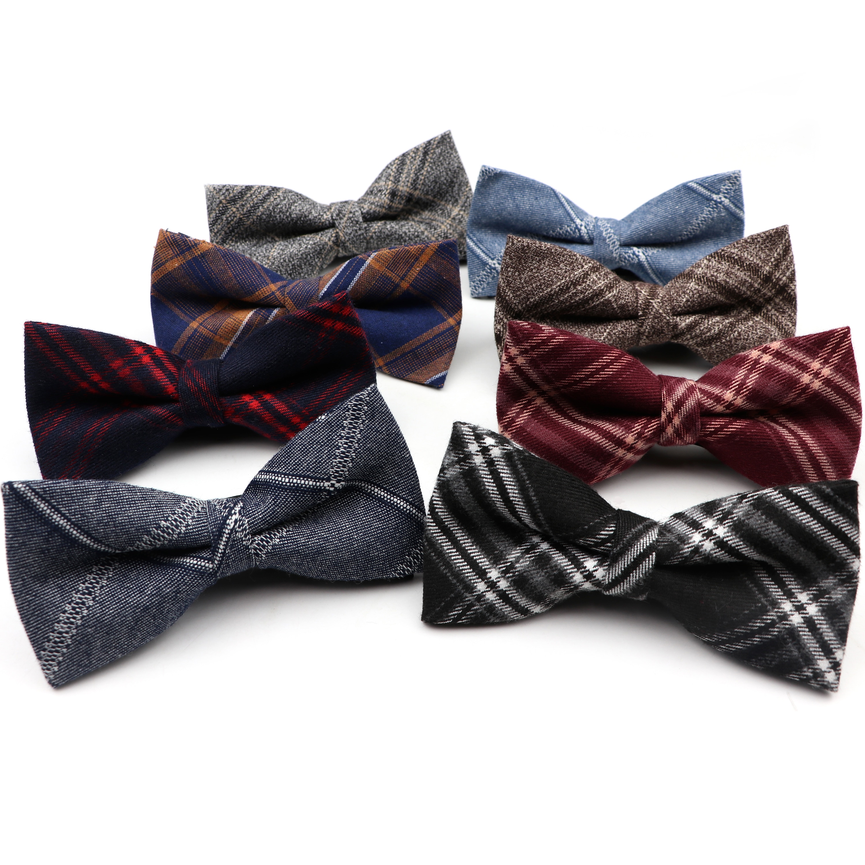 100%  bomuldsstribet plaid brun grågrøn herre butterfly klassisk skjorte tilbehør butterfly casual jakkesæt ung