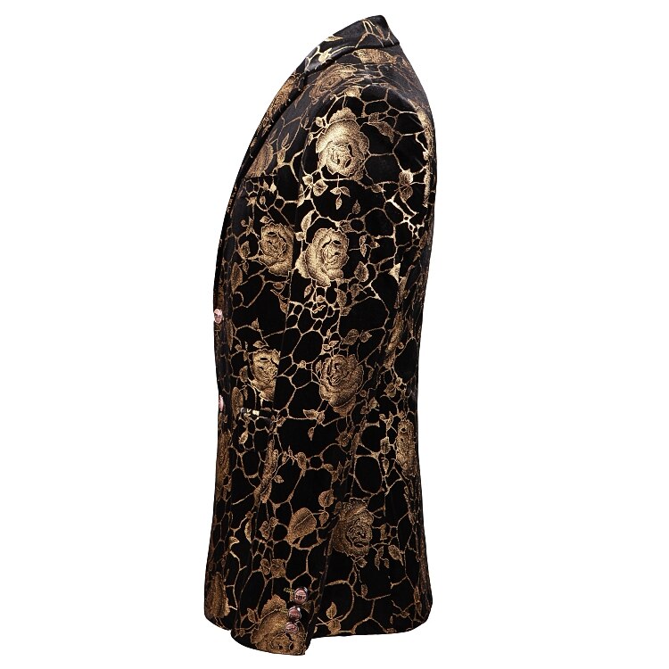 Steampunk bröllopskostymer för män guld bronzing blommönster blazer masculino herr scen kostymer sångare slim jacka