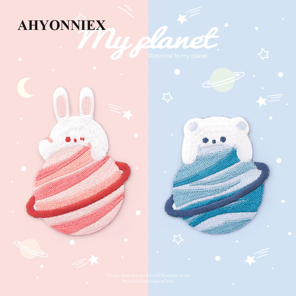Ahyonniex Cute Rabbit Bear Patches Voor Meisjes Tas Ijzer Op Patches Voor Kleding Kleine Lijm Patch Voor Kinderen Kleding