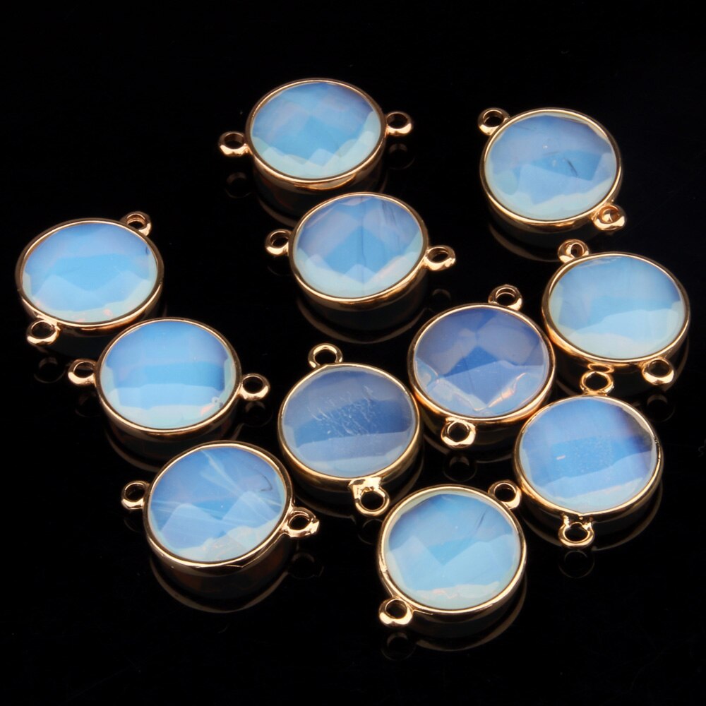 5pcs Naturale Ciondolo In Pietra di Figura Rotonda Sfaccettato Agated Del Pendente per Monili Che Fanno La Collana Accessorie Regalo per le Donne 15x27mm: opal