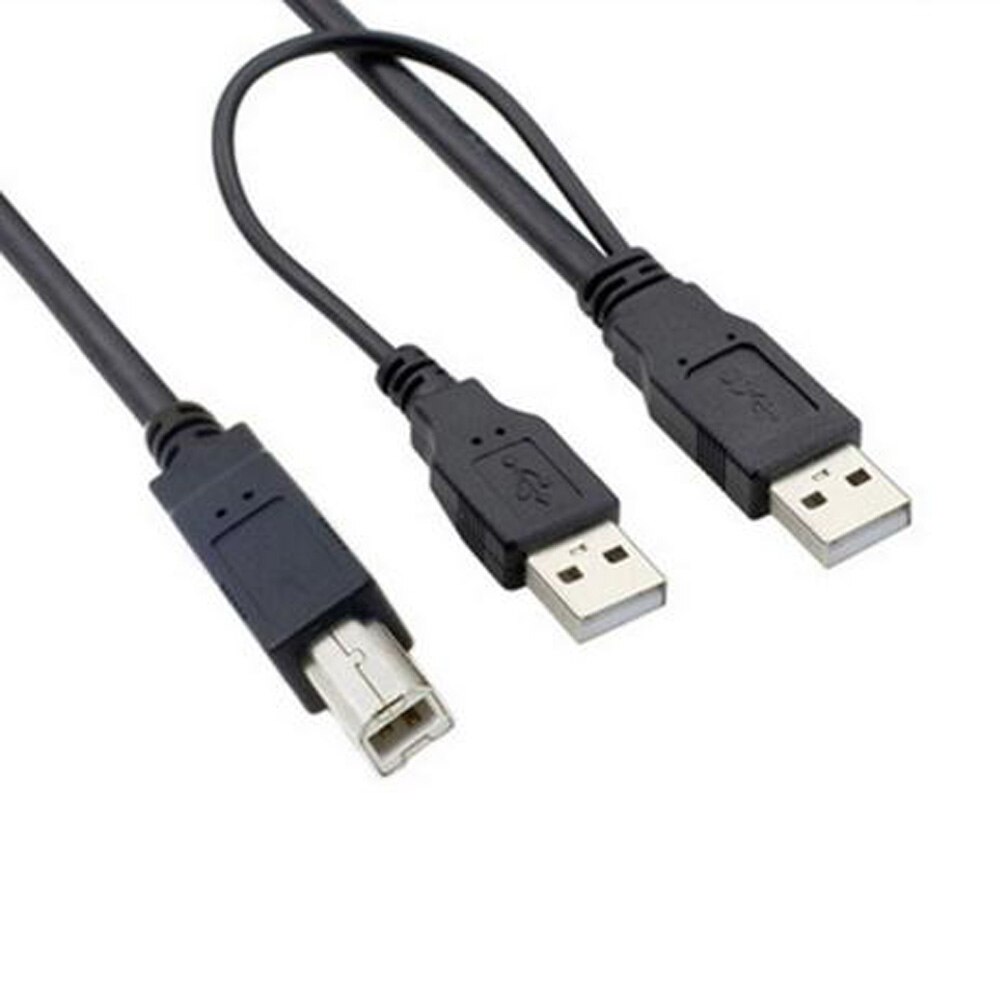 Supply Black White 0.6M USB 2.0 mobile hard disk cable cable dual USB-A male to Micro Mini USB A B C male with power supply: dual USB To USB B