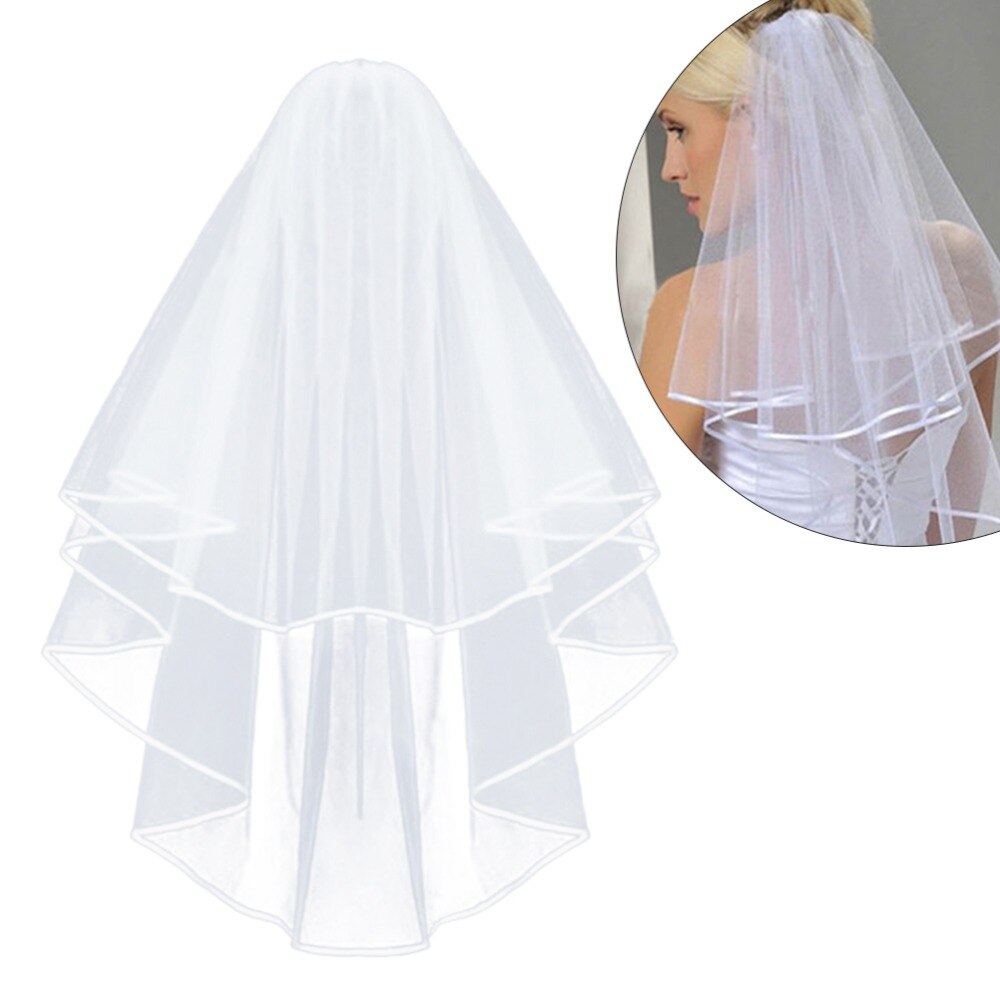 Corto Simple velos de tul para bodas barato blanco velo de novia color marfil para novia para Mariage accesorios de la boda