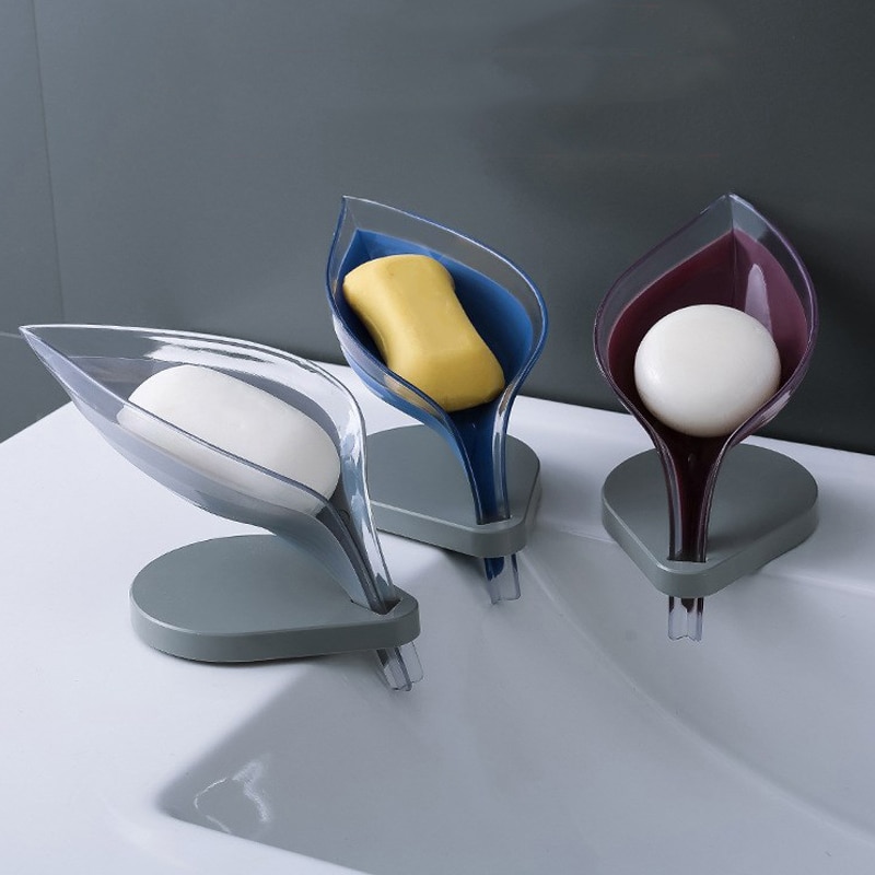 Style Leaf Shape Soap Box Sucker Soap Holder Dish Shelf Storage Plate Tray Case Rack Bathroom Supplies