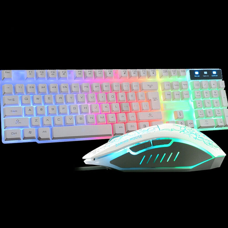 Waterdichte Bedrade Gaming Toetsenbord Muis Set 104 Toetsen Rainbow Backlit Toetsenbord En Muizen Wit Pak Voor Pc PS4 PS3 X-Box Een