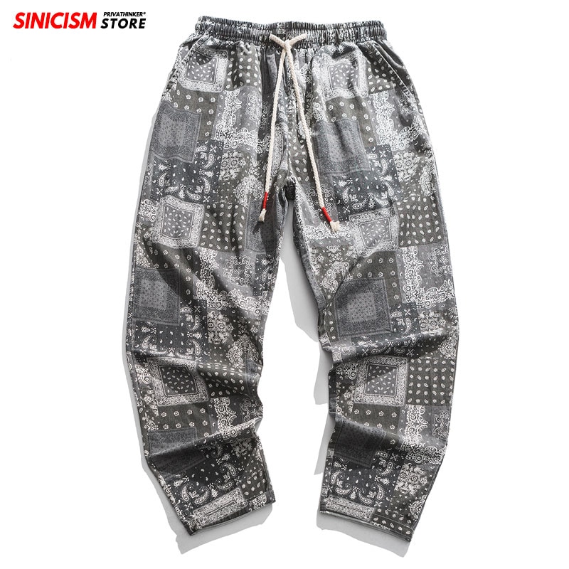 Sinicism butik mænd streetwear hip hop print afslappet joggers tøj mænd løse haremsbukser herre tie dye vintage bukser