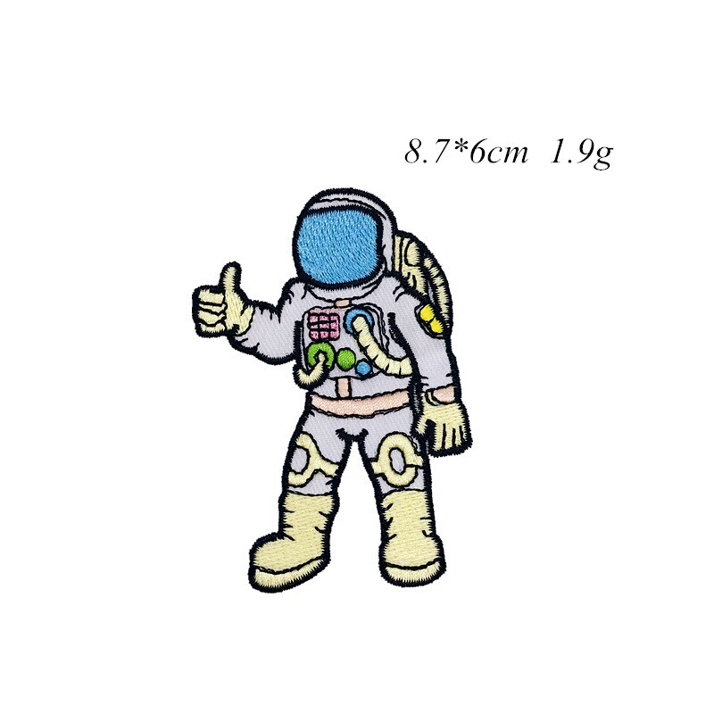1 PCS UFO Alien Patches Astronaut Planet Embroidery Iron On Universe Parches For Clothing DIY Applique Badge Iron On Patches: NICKEL
