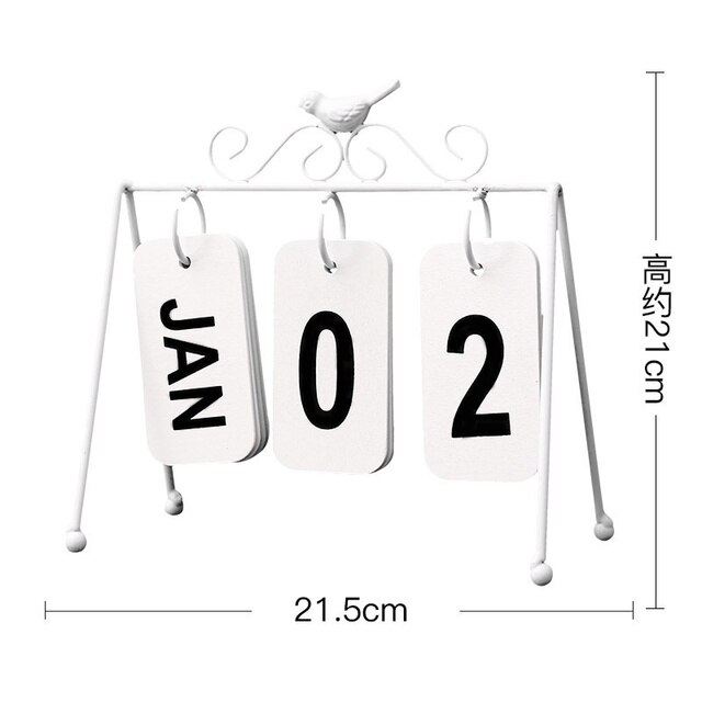 DIY Iron Bird Page Flip Calendar Decoration Crafts Wooden Perpetual Calendar Home Decoration Accessories Modern: A