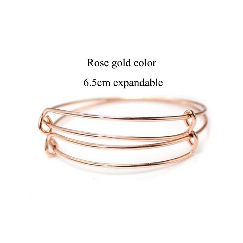 Lot 10pcs Cheap Expandable Wire Bracelets Bangles for Women Kids 50/58/65mm DIY Jewelry Making Chic: 65mm rose gold