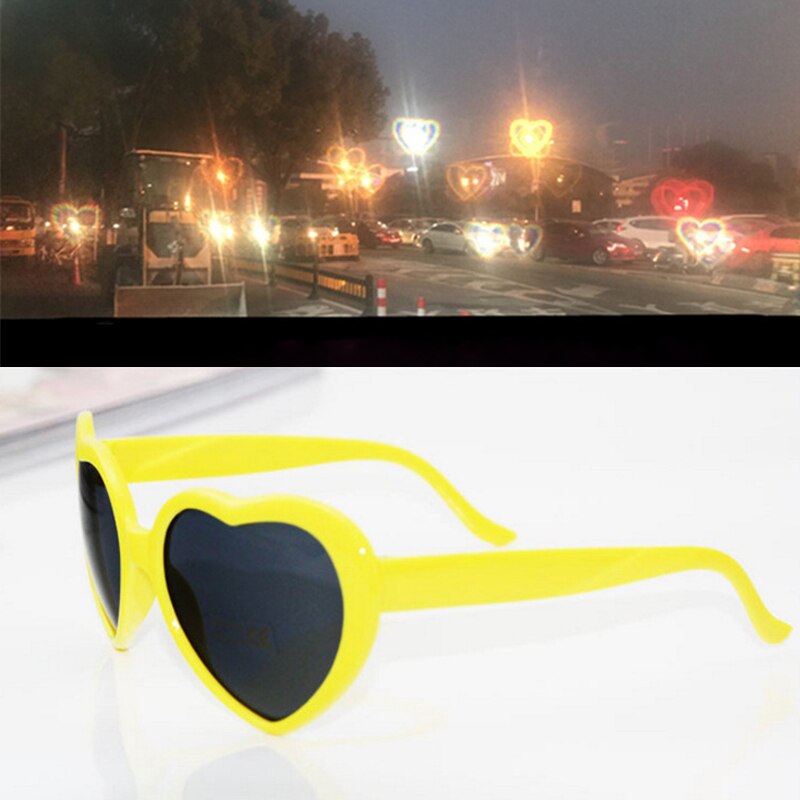Liefde Hart Vorm Zonnebril Vrouwen Pc Frame Licht Veranderen Kleurrijke Zonnebril Vrouwelijke Rode Roze Tinten Magic: Yellow