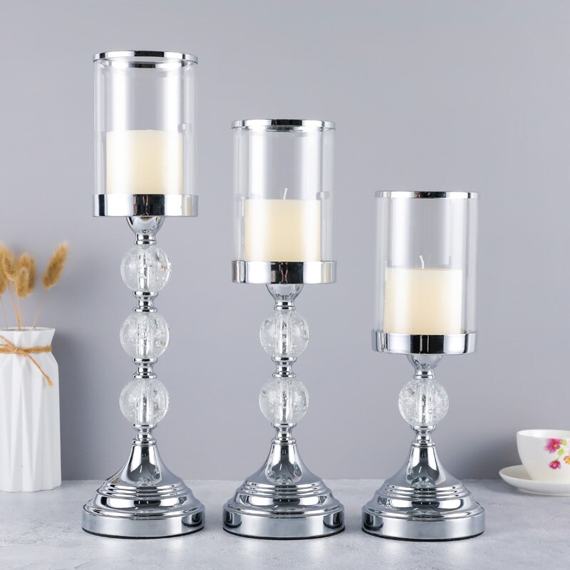 Europe Metal Crystal Candlesticks Candle Holder For Coffee Dining Table Wedding Christmas Halloween Party Home Decoration ZXC004
