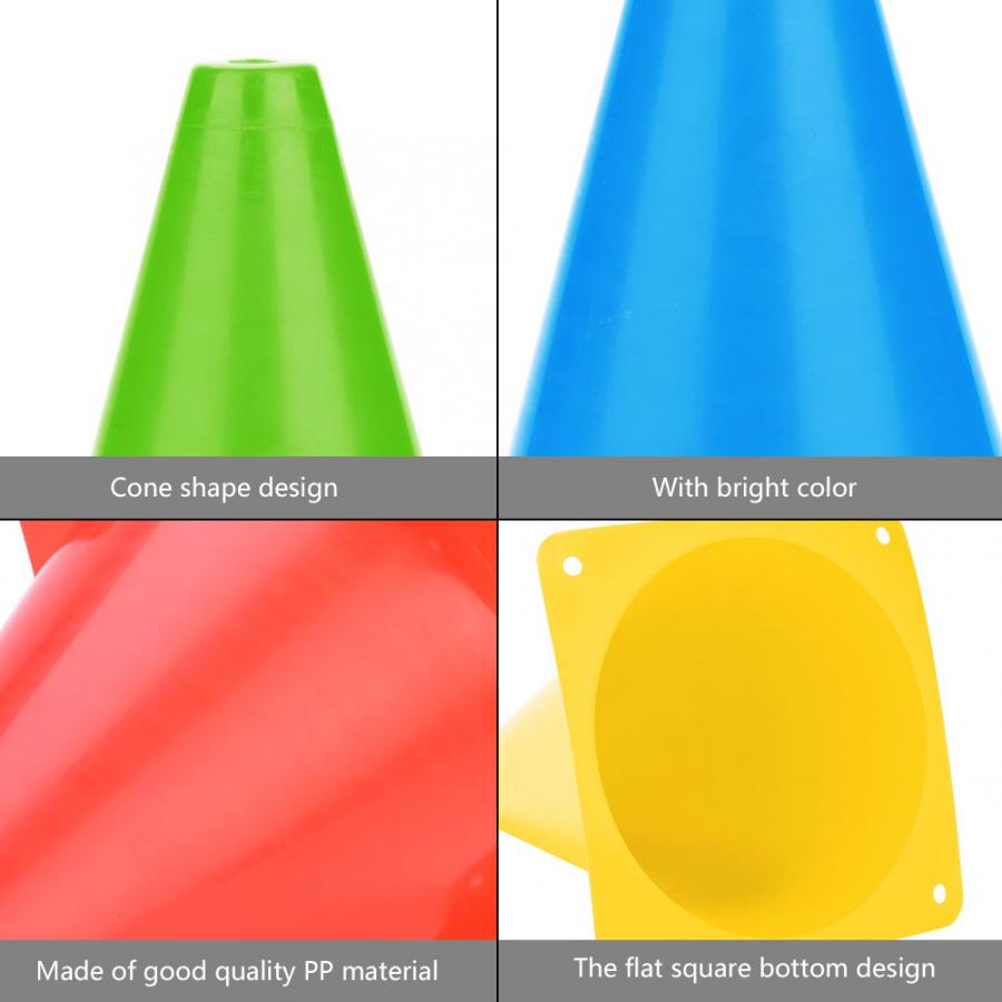 Cono de entrenamiento de fútbol de 18cm, Entrenamiento de fútbol, barreras de fútbol, marcador de plástico, accesorio, equipo de entrenamiento, 6 uds.