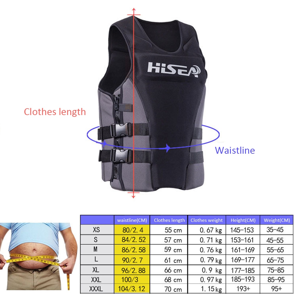 HISEA Professional Life Jacket Adult Neoprene Life Vest Men Vest Pool Rescu Fishing  Life Jacket Swimming Life Vest