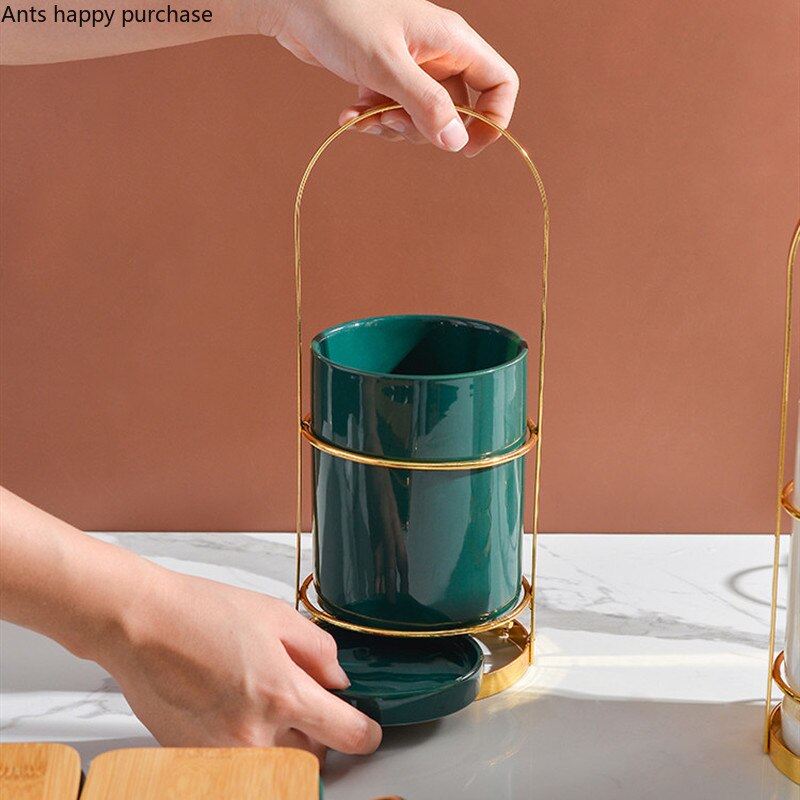 Ijzer Kunst Keramiek Eetstokje Houder Huis Keuken Benodigdheden Servies Opslag Tank Afvoer Rack Bestek Opbergdoos Keuken Organizer