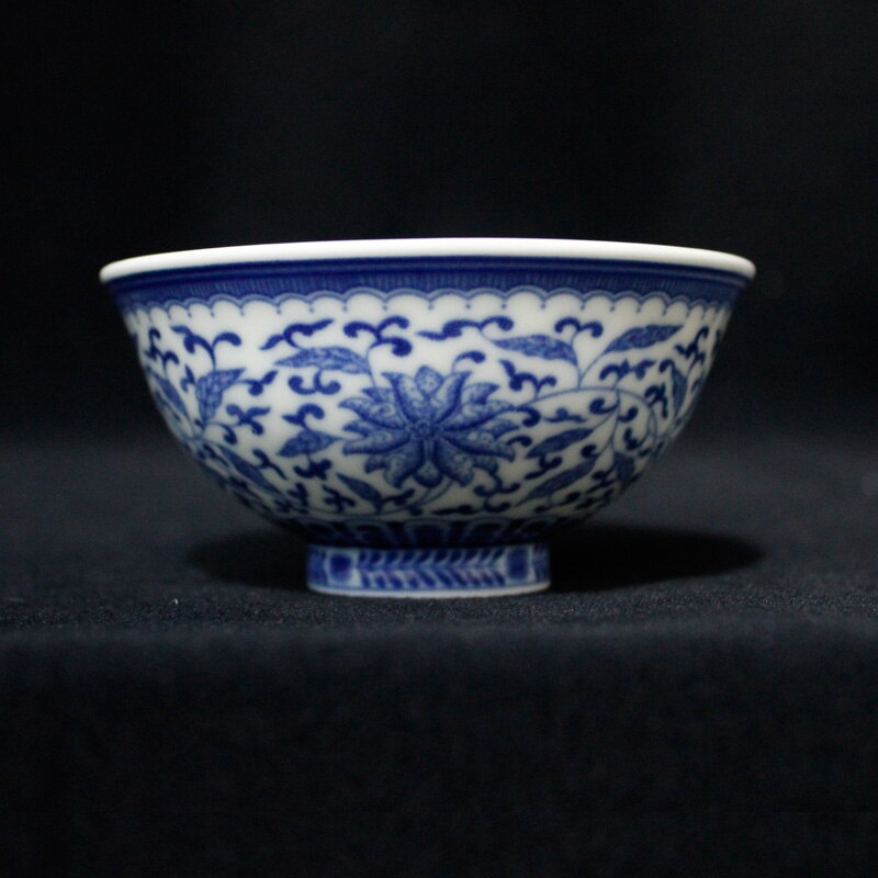 Jingdezhen Porcelain Hand-painted Blue And White Tangled Branch Lotus Landscape Tea Cup Ceramic Tea Bowl: tangled lotus