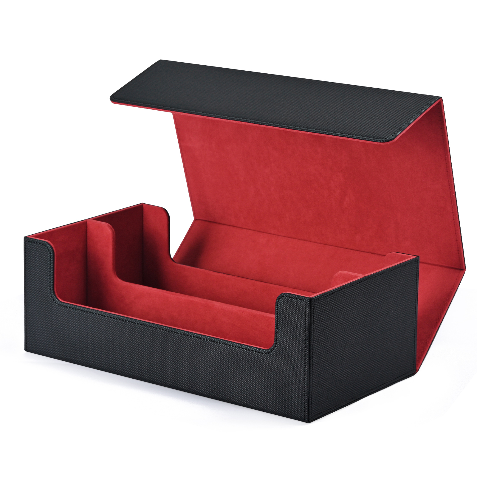 Caja de almacenamiento de tarjetas, estuche para baraja de tarjetas con más de 1200 tarjetas de una sola manga, fuertes cajas de tarjetas magnéticas de cuero PU para MTG TCG: Borgoña