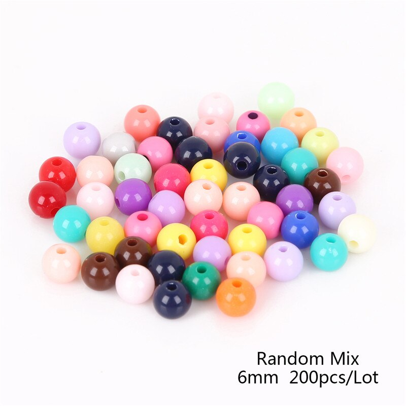 ! 6mm-16mm Diameter Mixed Color Shiny Plastic Acrylic Loose Spacer DIY Round Ball Beads for Jewelry Findings Making: 6mm