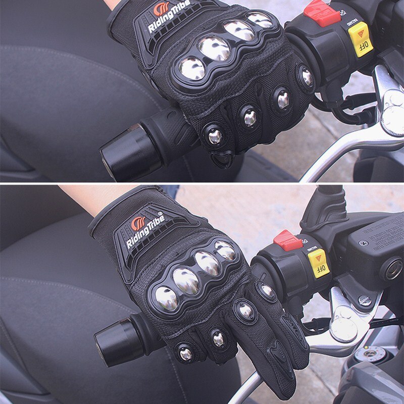 Guanti da moto da donna con nocche rigide e pugno in acciaio inossidabile ingranaggi protettivi tocco-schermo traspirante antiscivolo MCS-29B