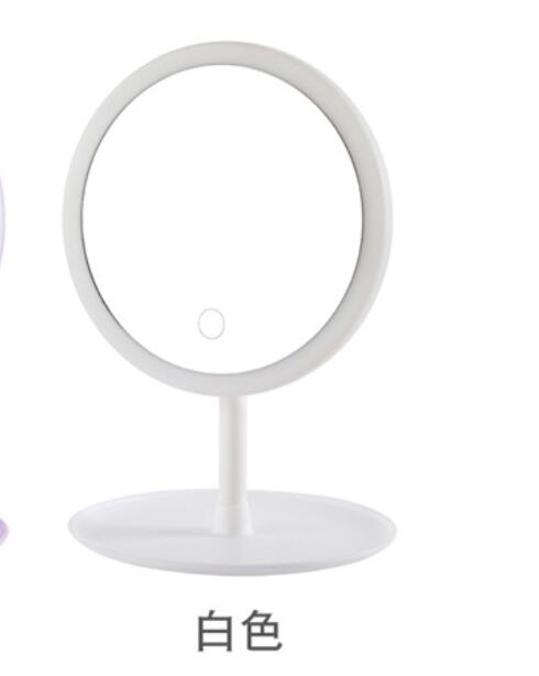 MIROIR DE MAQUILLAGE À LED Avec Lumière dames Maquillage Lampe Avec Rangement de bureau Rotatif Miroir Cosmétique De Forme Ronde Miroirs De Noël: White Monochrome Led