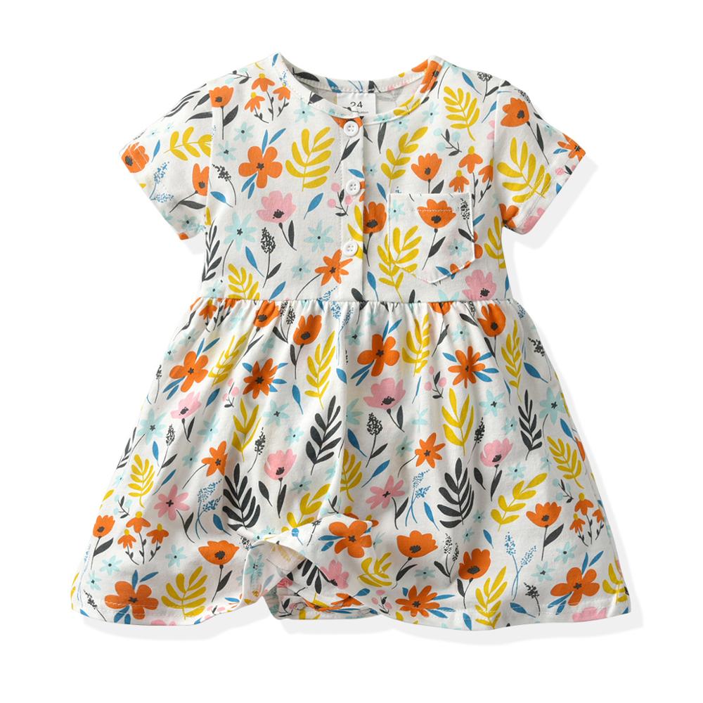 printemps été nouvelles filles robe été imprimé belle sans manches coton robes Blouse + haut pull 2 PC ensemble 6-24 mois
